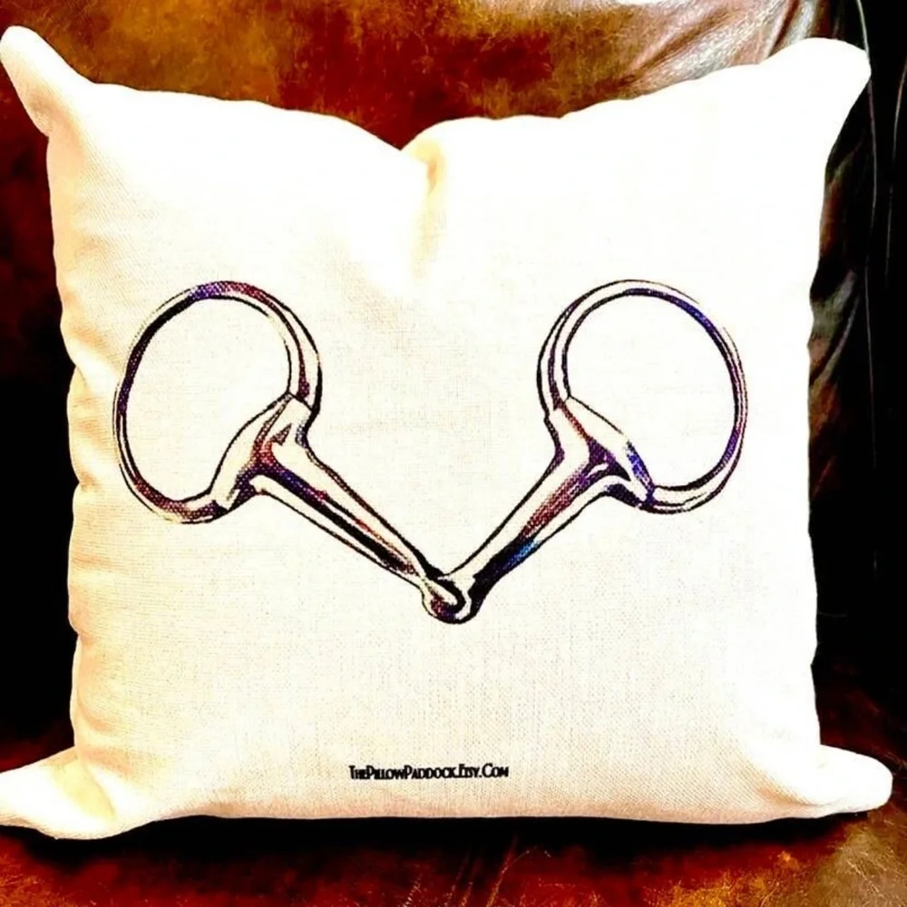 The Henri Collection, Hunt Seat Equestrian pillow cover only (beige linen)16x16